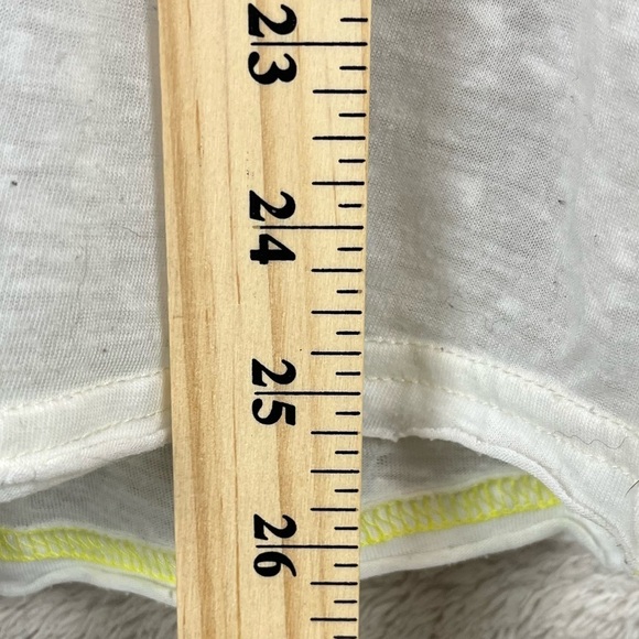 FREE PEOPLE FP Beach Keep Me Oversized Burnout White T-Shirt Top Yellow Seams XS - Picture 12 of 13